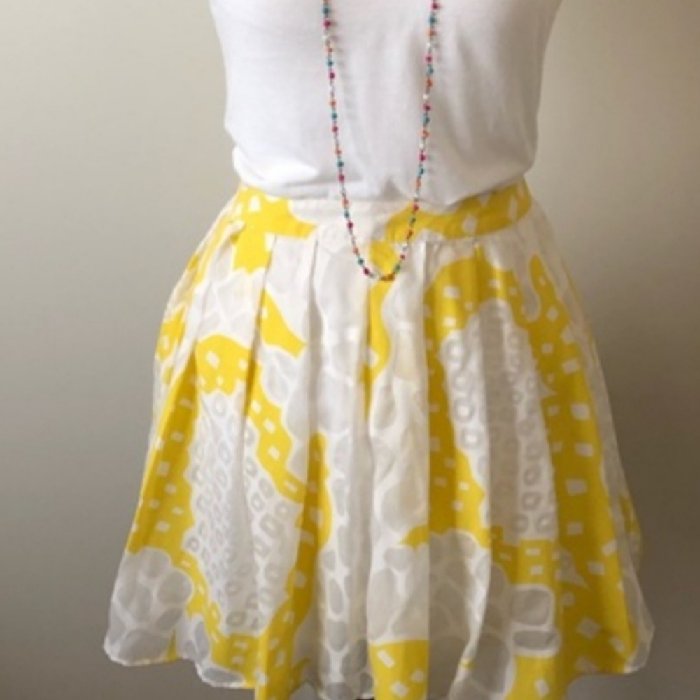 Kimchi Blue Yellow and White Patterned Mini Skirt